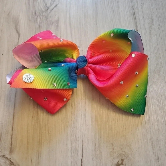 Jojo Siwa Rainbow Tie Dye Rhinestones Cheerleading Hairclip Hair Bow - Picture 1 of 5